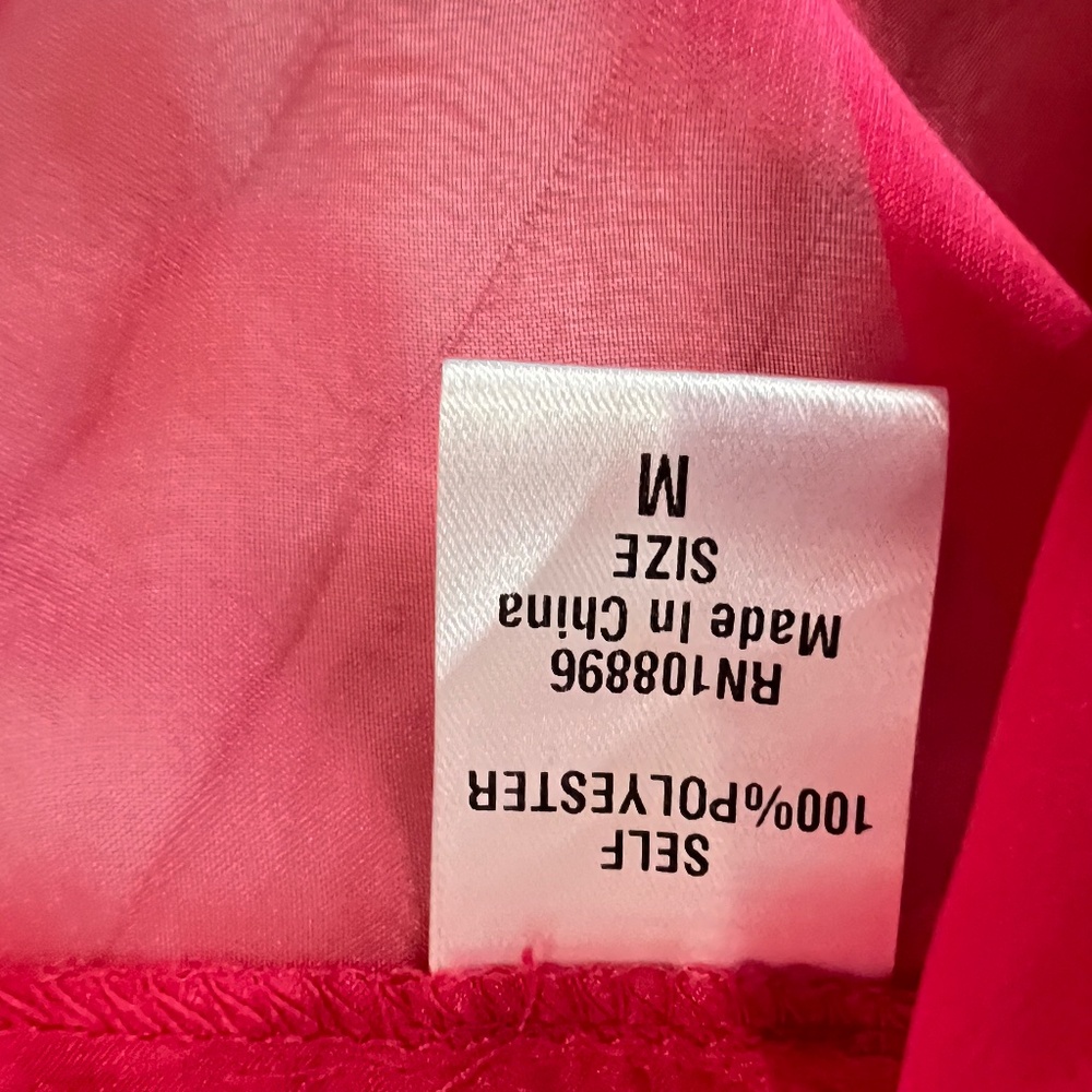 #A125   FOR HER NYC  Barbiecore Hot Pink Ruffle Organza Romantic Blouse NWT M - Picture 9 of 12